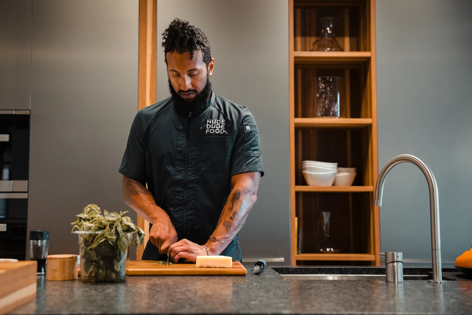 An NDF chef preparing ingredients